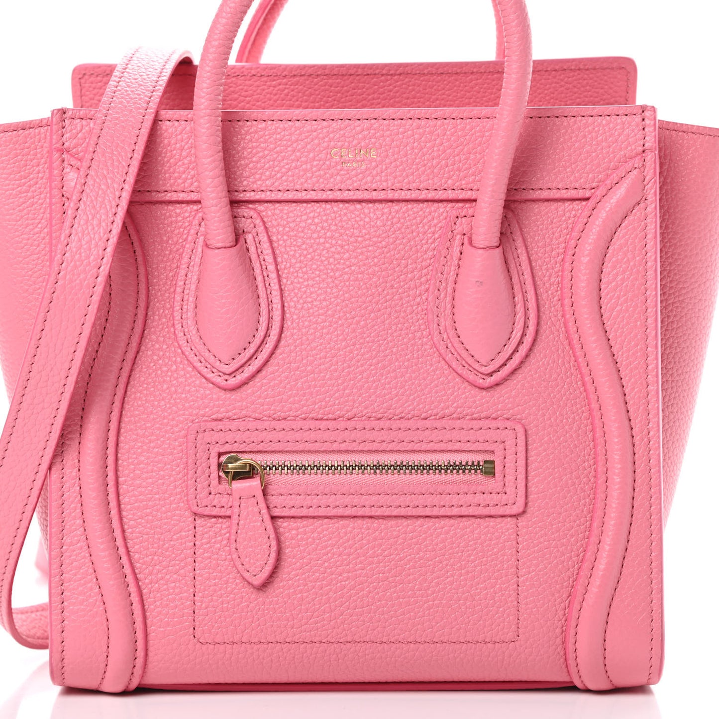 Drummed Calfskin Nano Luggage Flamingo