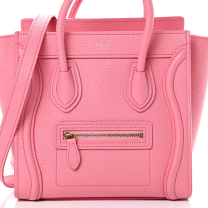Celine Drummed Calfskin Nano Luggage Flamingo 9 of 16
