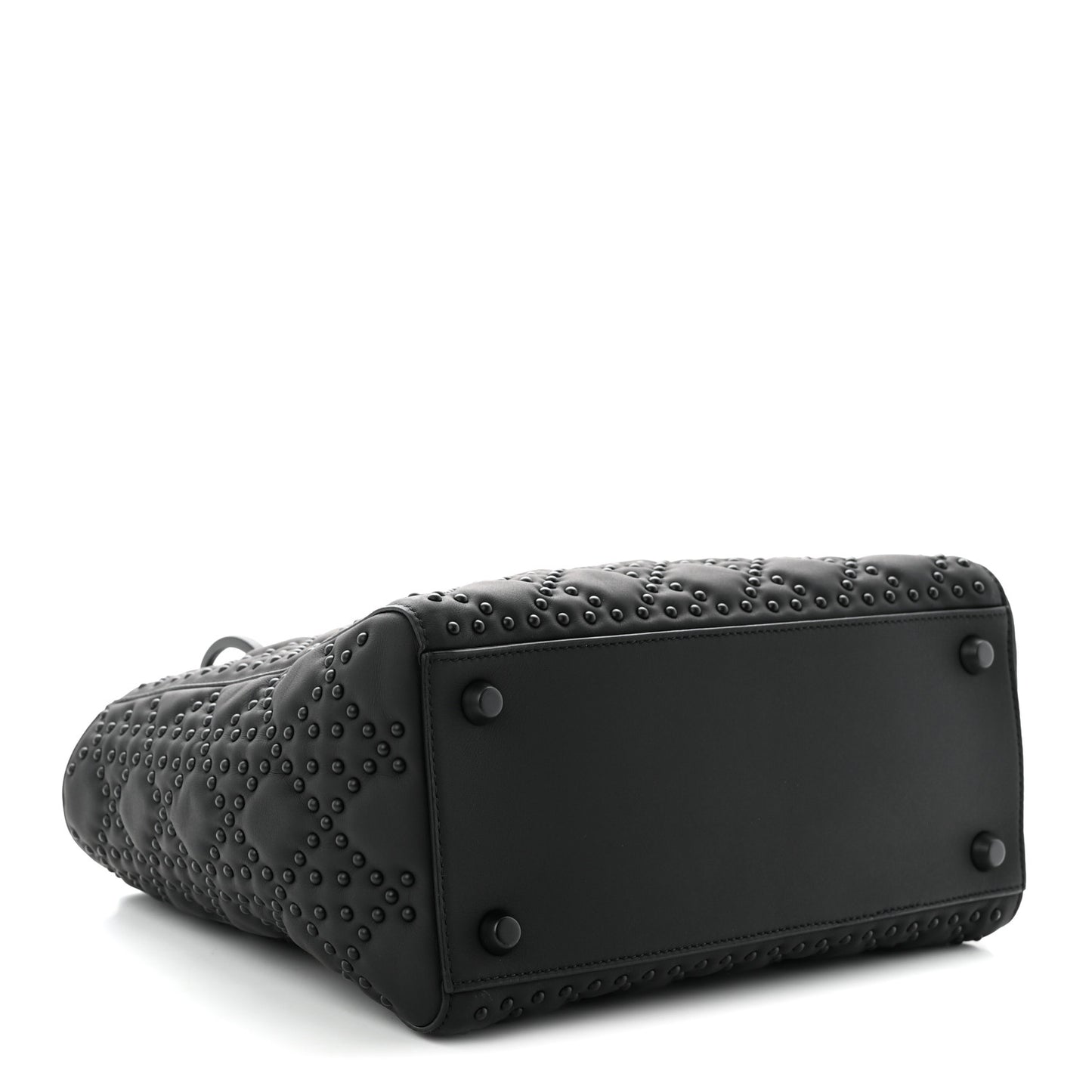 UItra Matte Calfskin Cannage Studded Medium Supple Lady Dior Black