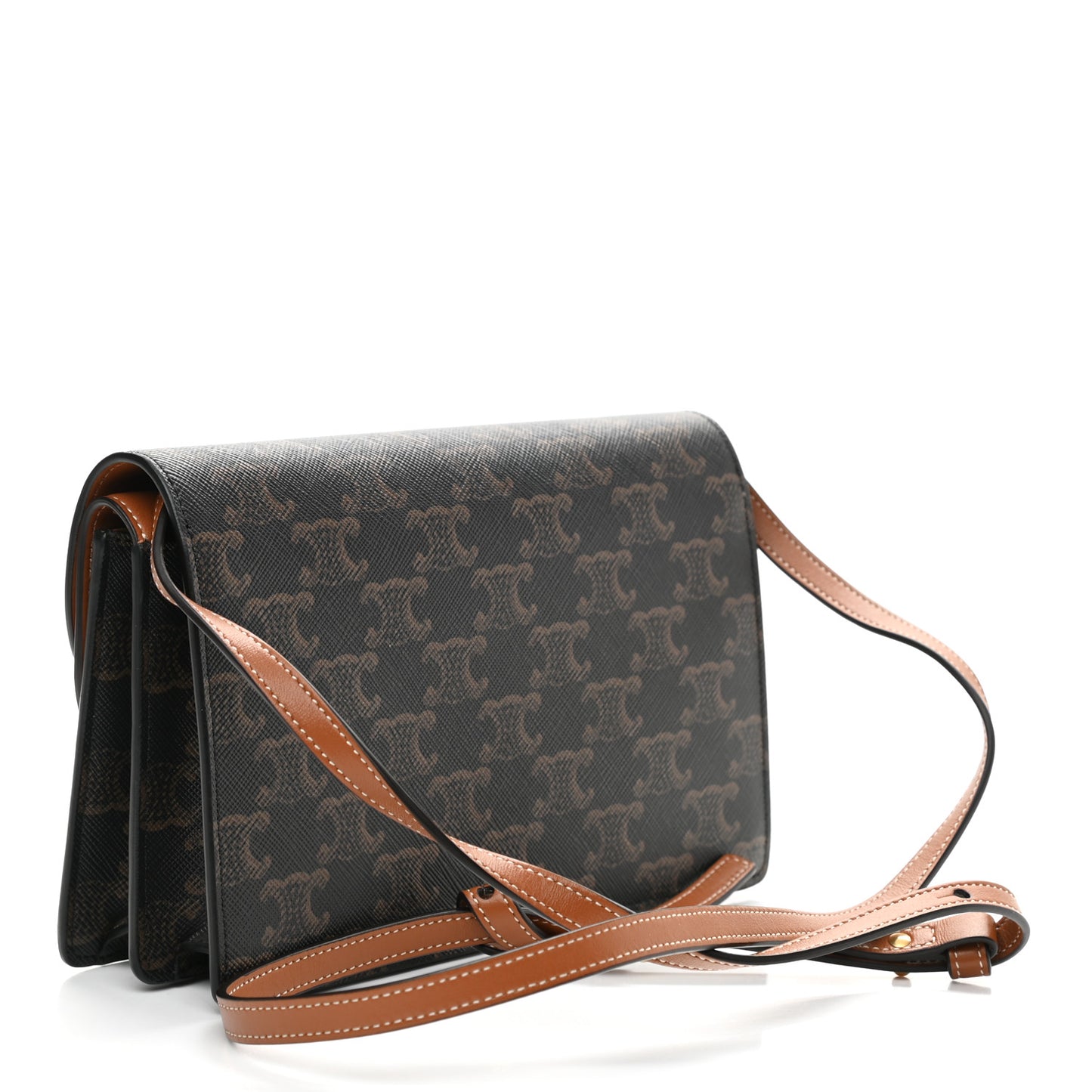 Triomphe Canvas Lambskin Wallet On Strap Tan
