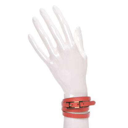 Hermes Epsom Hapi 3 MM Triple Tour Wrap Bracelet M Rose Jaipur 2 of 5
