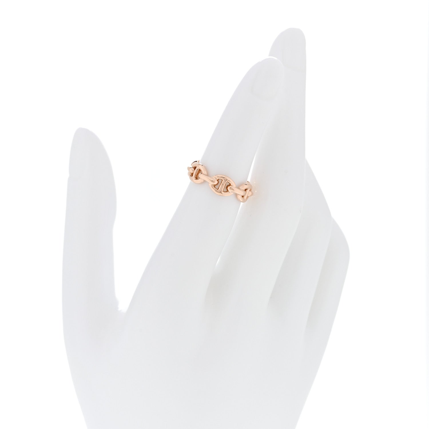 Hermes 18K Rose Gold PM Chaine d'Ancre Enchainee Ring 49 4.75 2 of 6