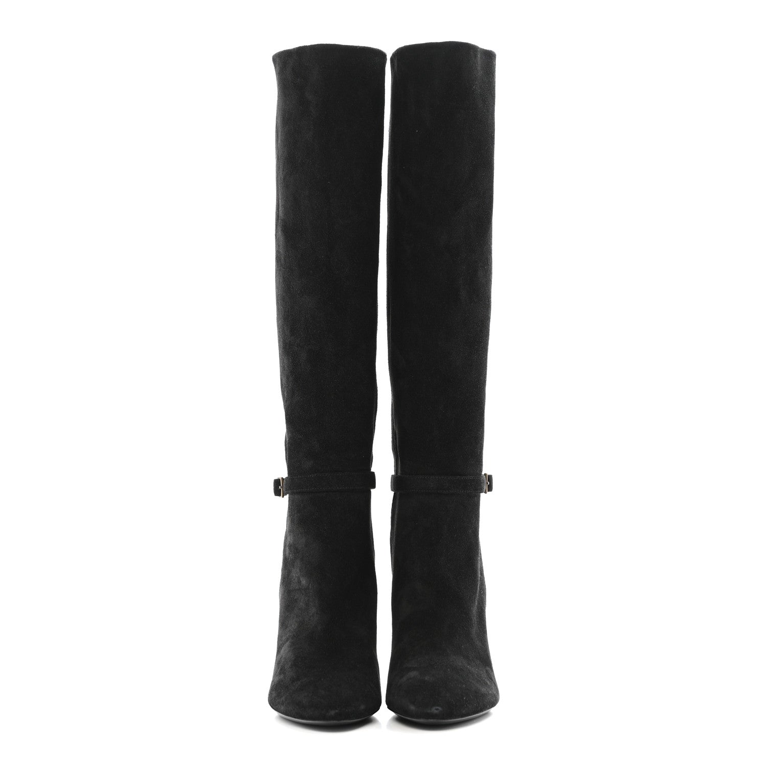 Saint Laurent Suede Lou 75 Harness Knee High Boots 39.5 Black 2 of 10