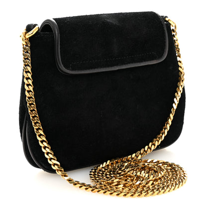 Gucci Suede Crystal 1973 Small Chain Shoulder Bag Black 3 of 11