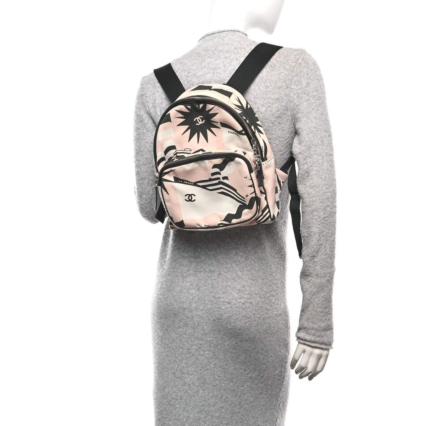 Canvas Cruise La Pausa Print Backpack Pink White Black