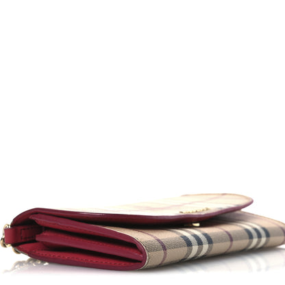 Burberry Haymarket Check Henley Wallet On Chain Coral Red 8 of 11