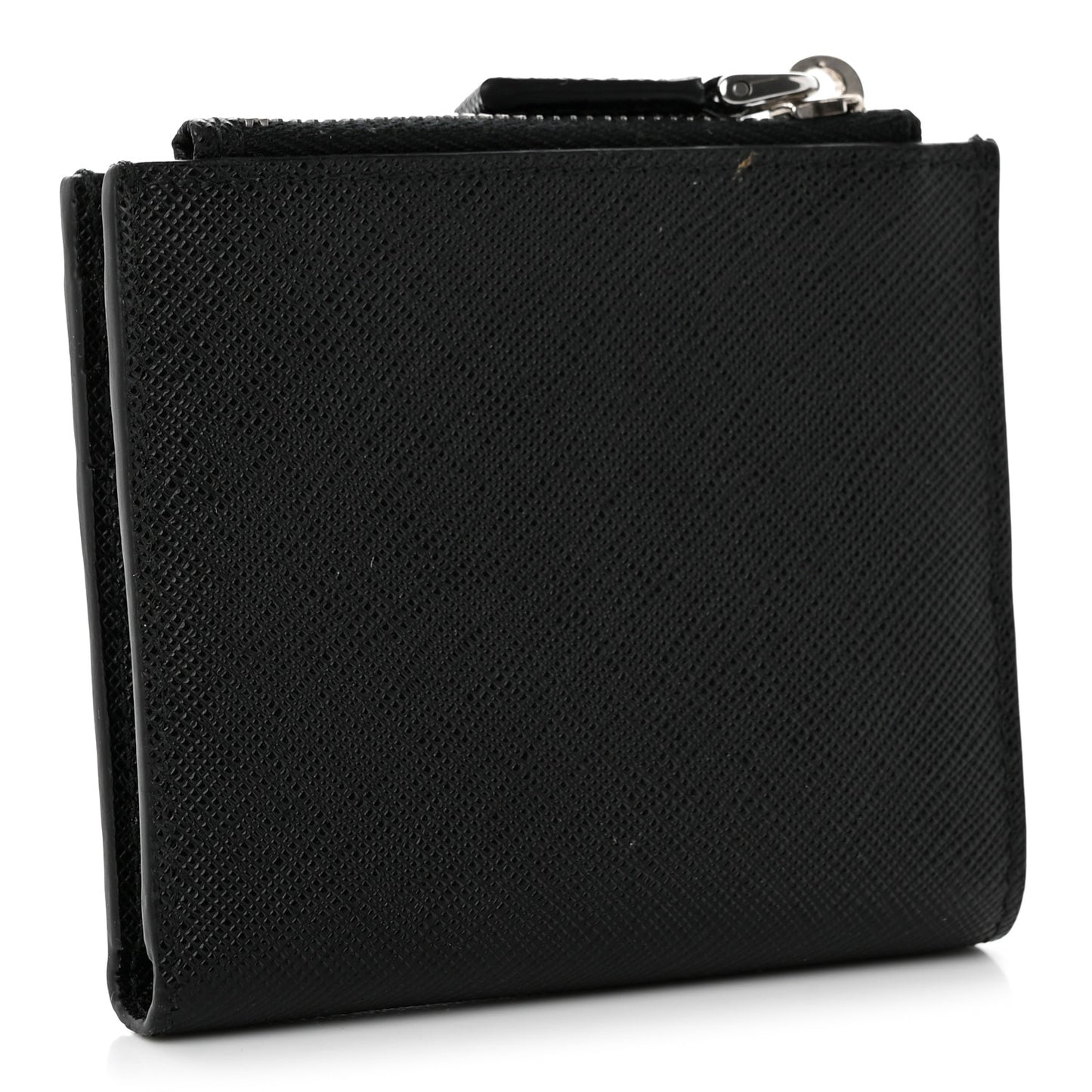 Saffiano Metal Card Holder Compact Wallet Black