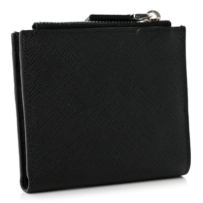 Prada Saffiano Metal Card Holder Compact Wallet Black 3 of 10