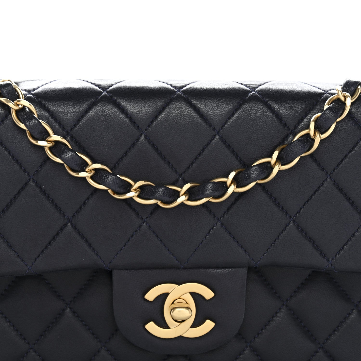 Chanel Lambskin Quilted Small Double Flap Navy 8 of 14