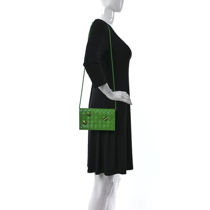 Bottega Veneta Nappa Intrecciato Studded Wallet On Strap Parakeet 2 of 10