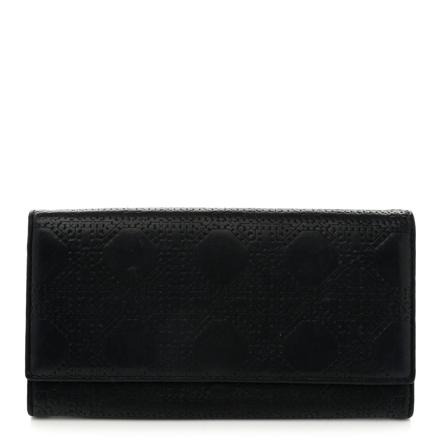 Calfskin Cannage Lady Dior Rendezvous Wallet Black