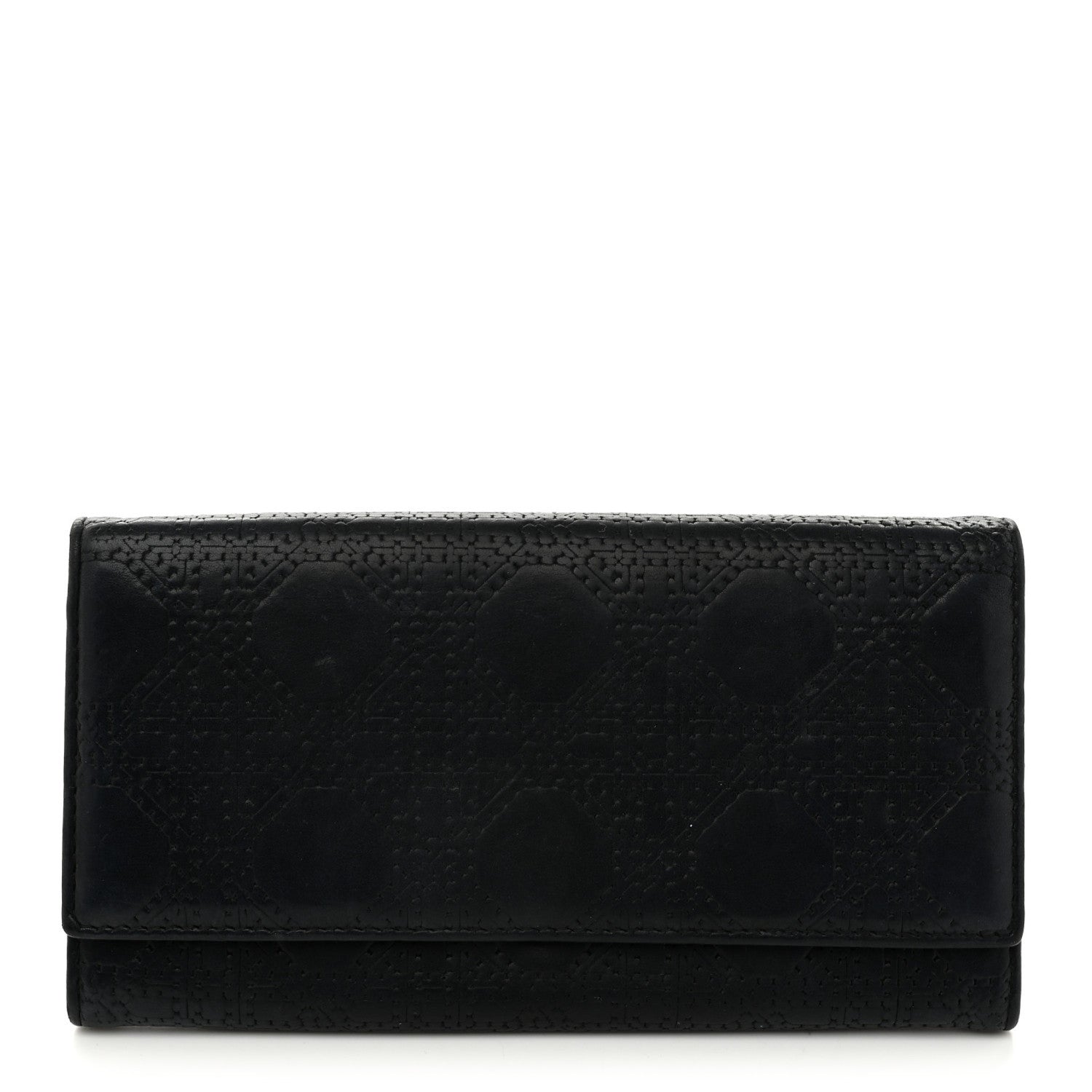 Christian Dior Calfskin Cannage Lady Dior Rendezvous Wallet Black 1 of 8