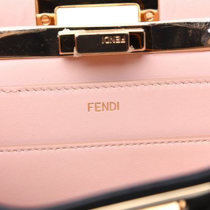 Fendi Vitello Seta Shiny Nappa Medium Peekaboo I SEE U Satchel Black Light Rose 9 of 25
