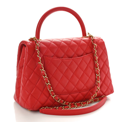 Chanel Caviar Quilted Small Coco Handle Flap Red 3 of 11