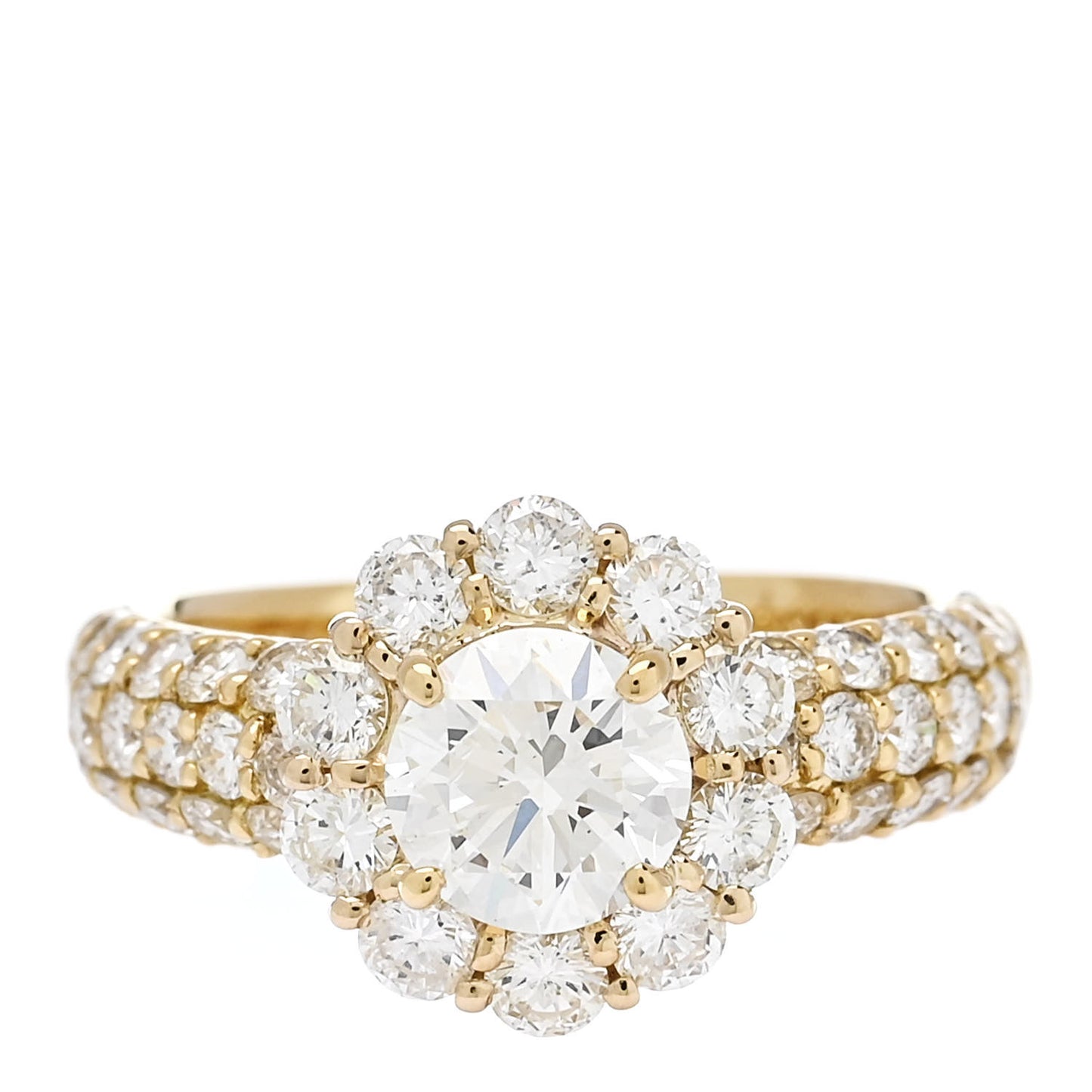 18K Yellow Gold Diamond 1.01ct Halo Engagement Ring 53 6.25