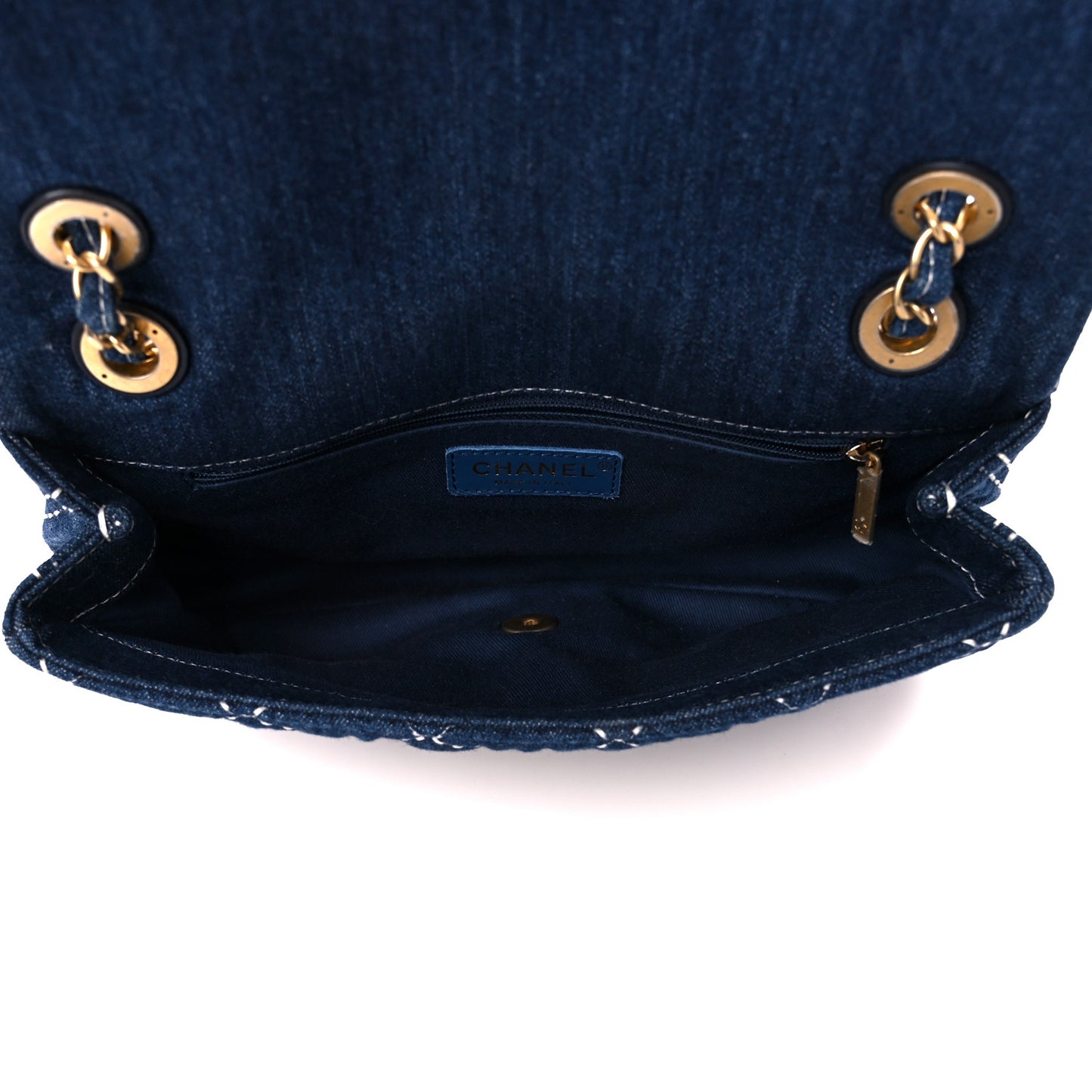 Denim Quilted Medium Denim Trip Single Flap Blue