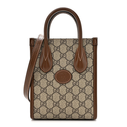 Gucci GG Supreme Monogram Azalea Calfskin Mini Retro Interlocking G Tote Bag Beige Ebony Brown Sugar 1 of 14