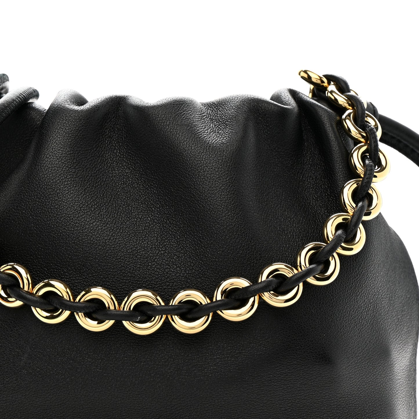 Mellow Nappa Donut Chain Mini Flamenco Knot Clutch Black