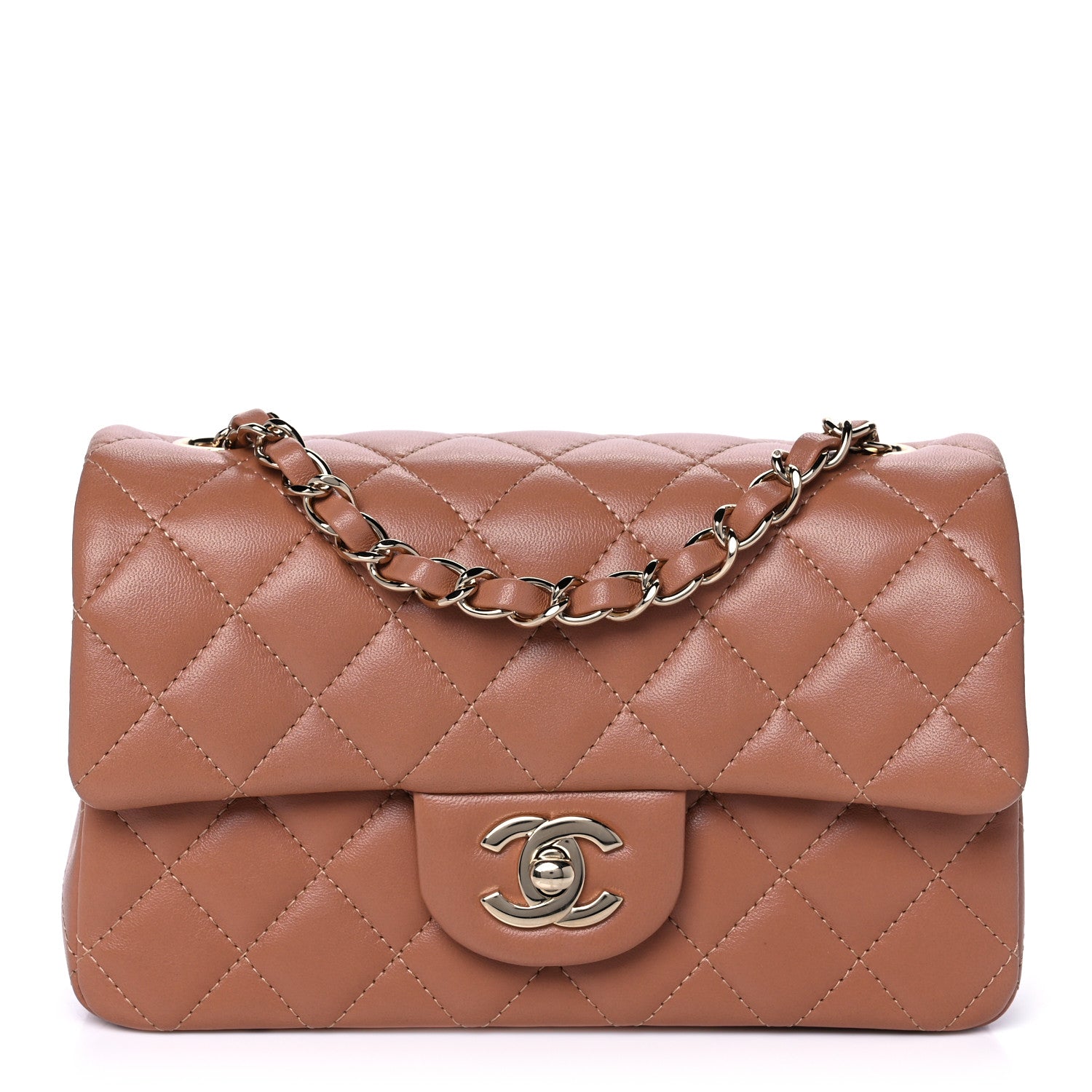 Chanel Lambskin Quilted Mini Rectangular Flap Brown 1 of 14