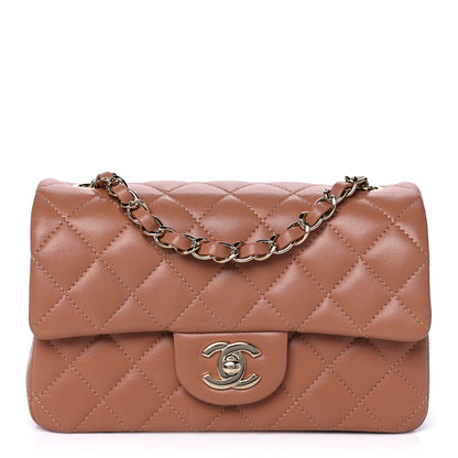 Chanel Lambskin Quilted Mini Rectangular Flap Brown 1 of 14