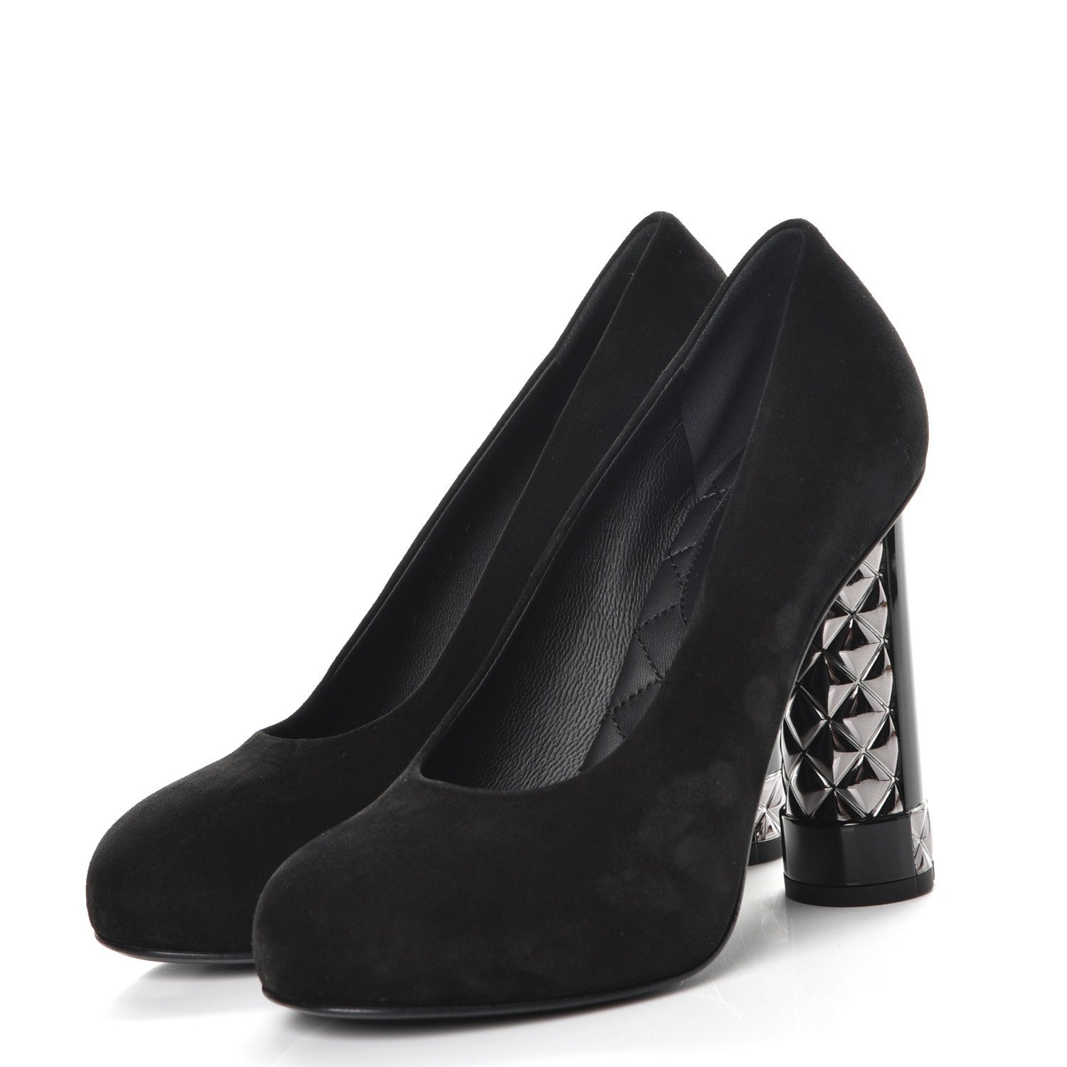 Chanel Suede Calfskin CC Pumps 36 Black 3 of 10
