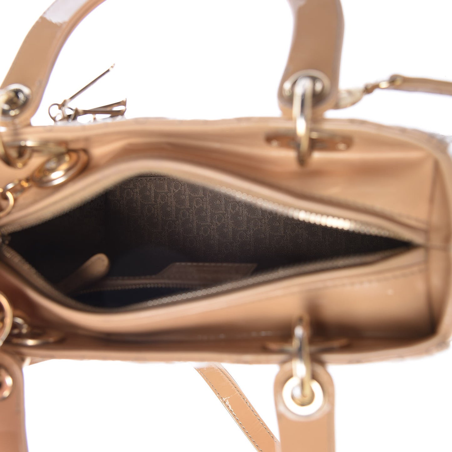 Patent Cannage Medium Lady Dior Beige