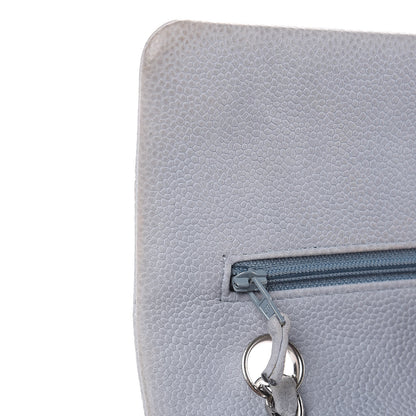 Chanel Iridescent Caviar Quilted Medium Double Flap Light Grey 16 of 16