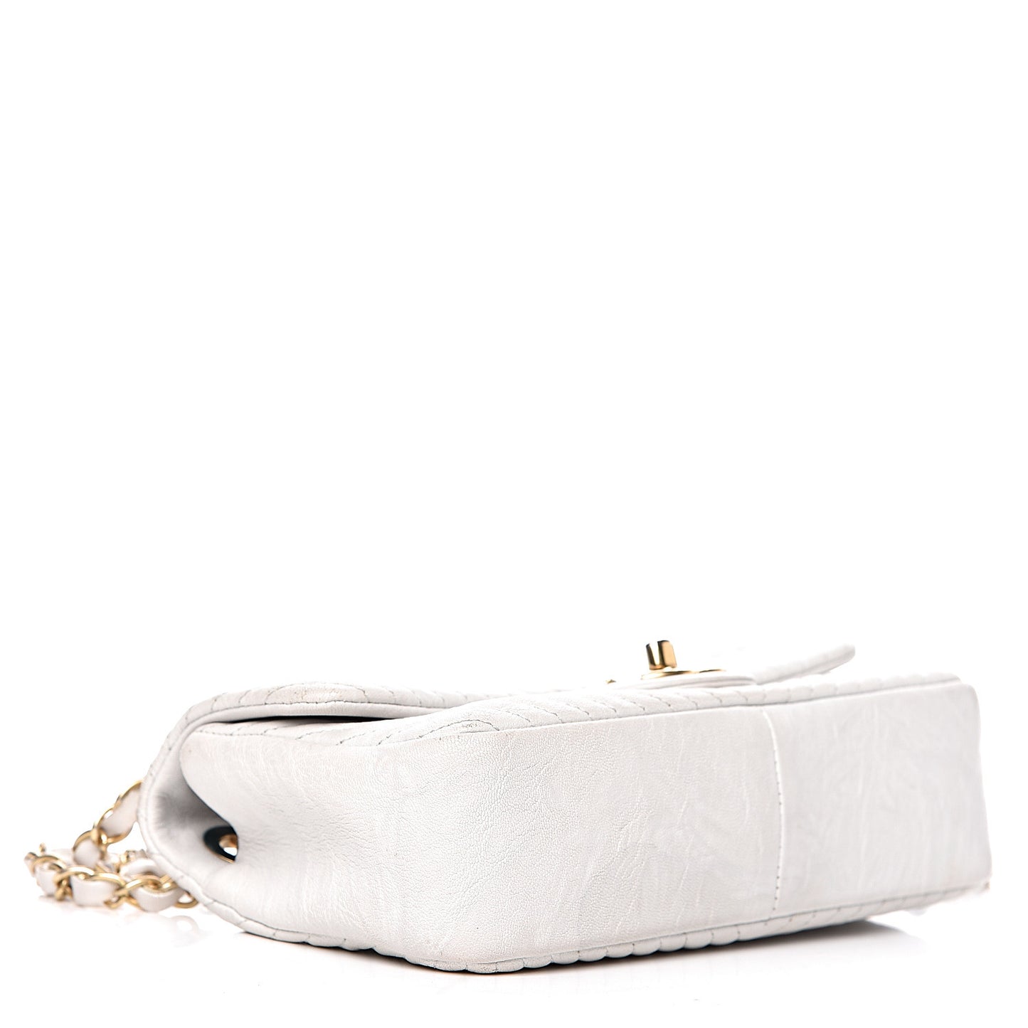 Calfskin Surpique Chevron Small Flap White