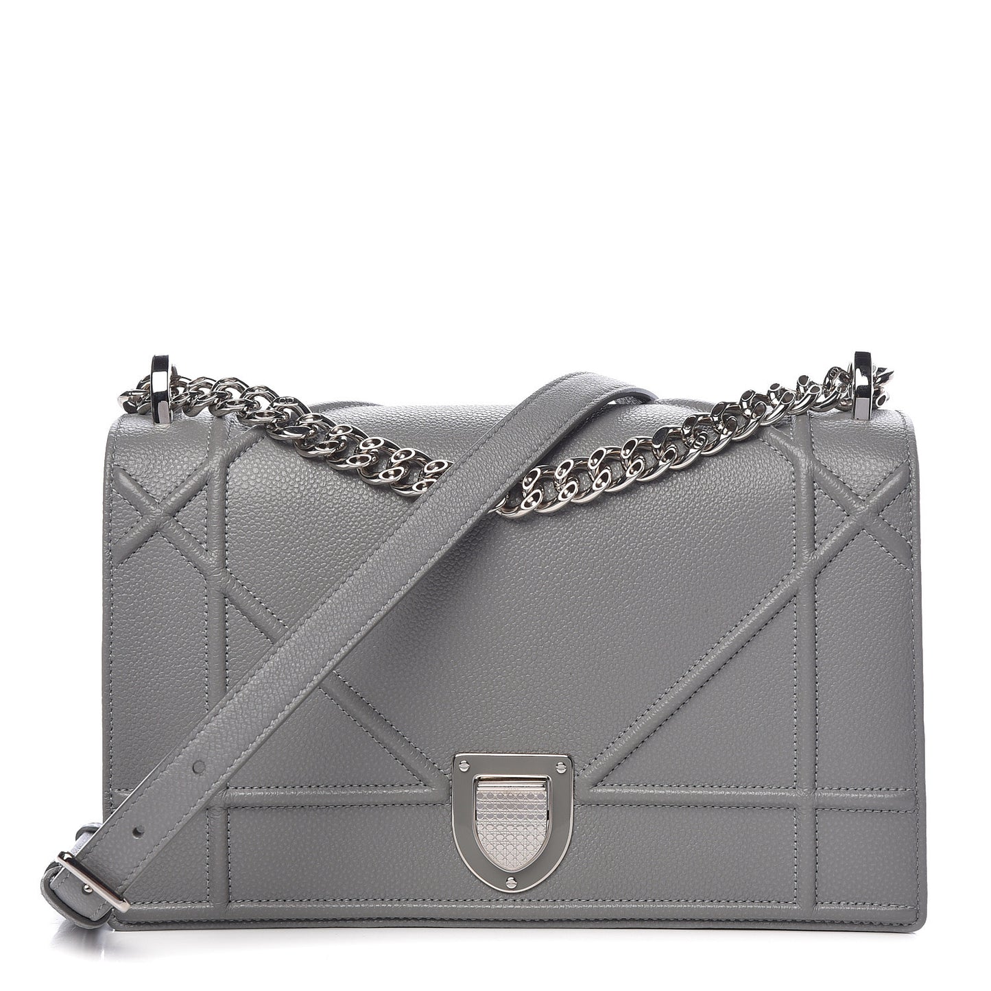 Grained Calfskin Medium Diorama Flap Bag Gris