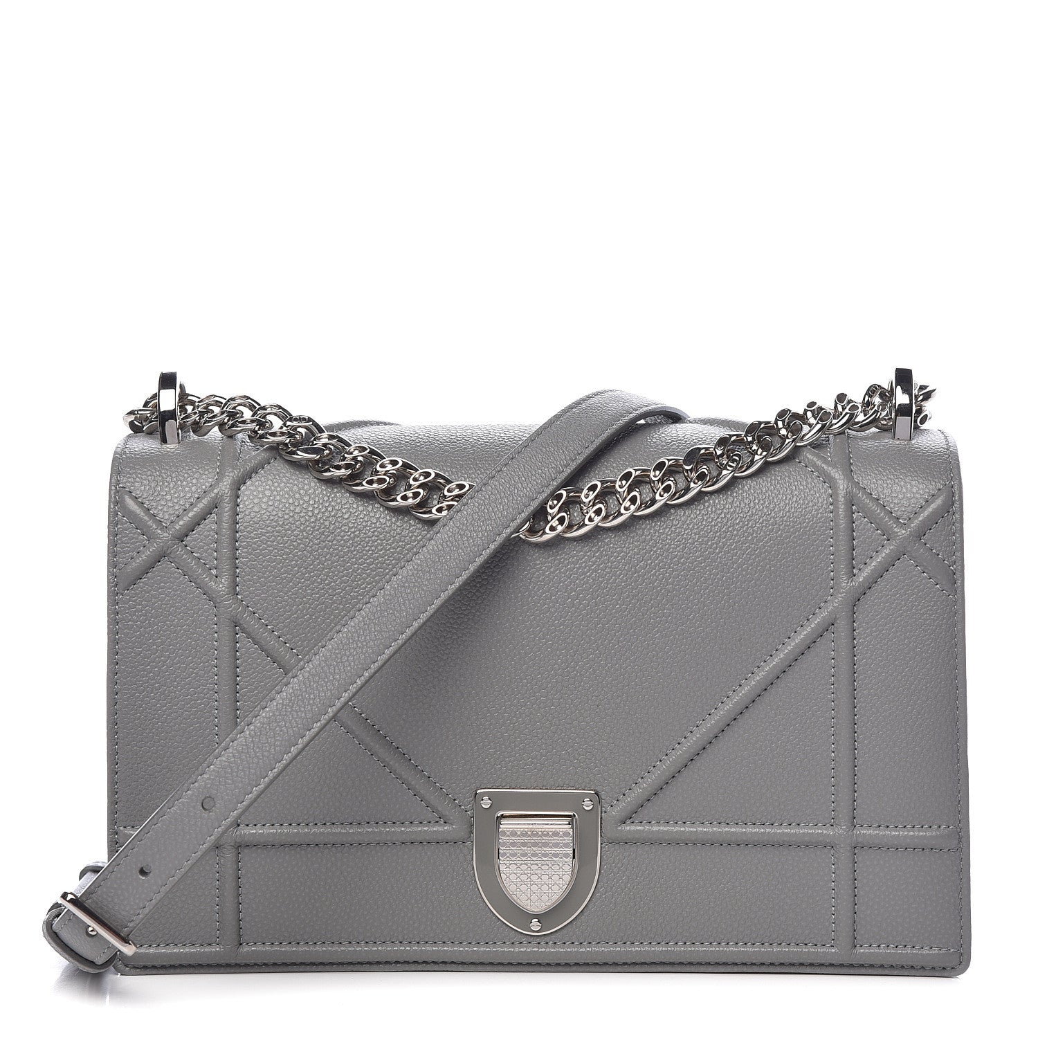 Christian Dior Grained Calfskin Medium Diorama Flap Bag Gris 1 of 11