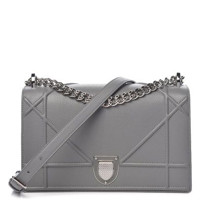 Christian Dior Grained Calfskin Medium Diorama Flap Bag Gris 1 of 11