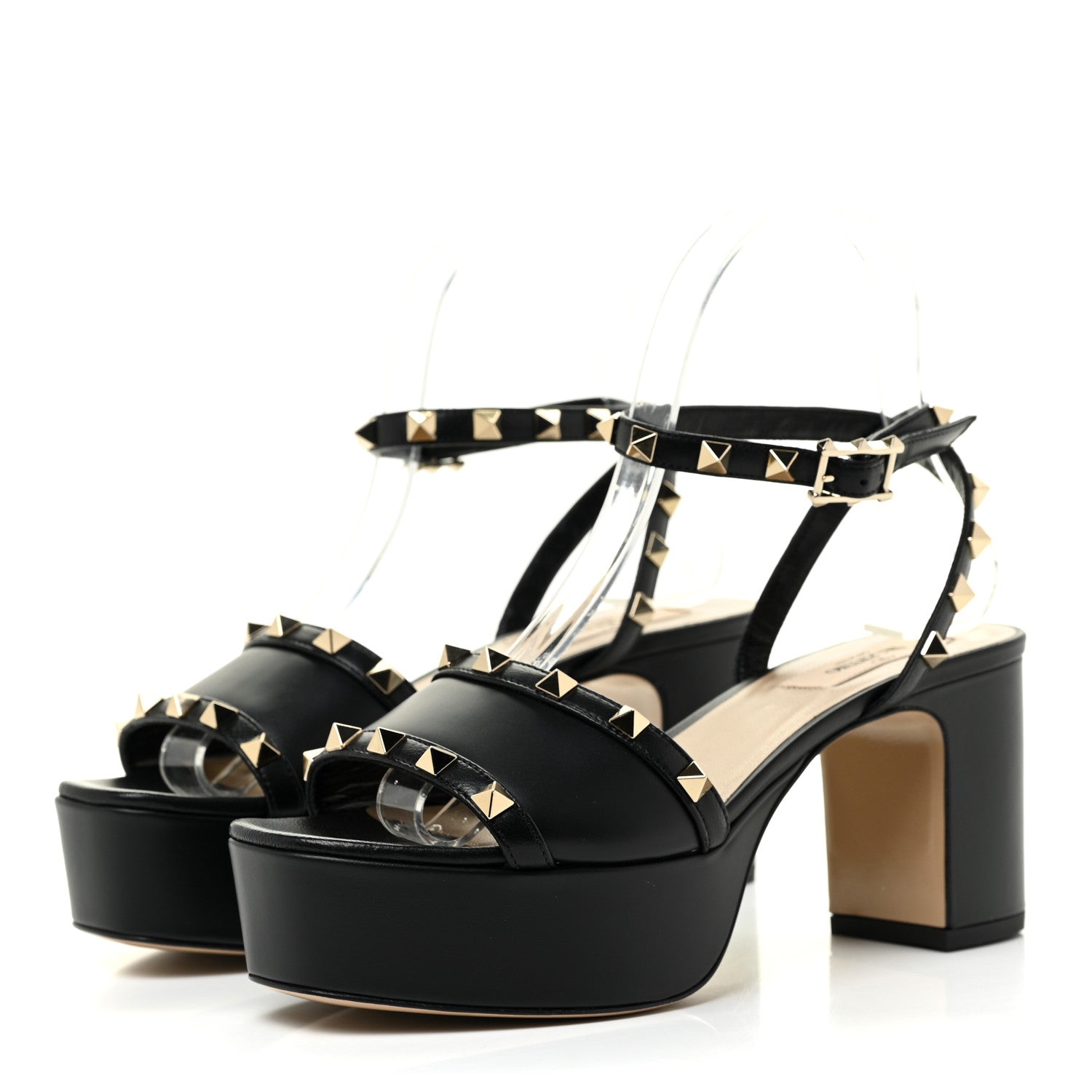 Valentino Garavani Calfskin Rockstud 35/75mm Platform Sandals 37 Black 3 of 12