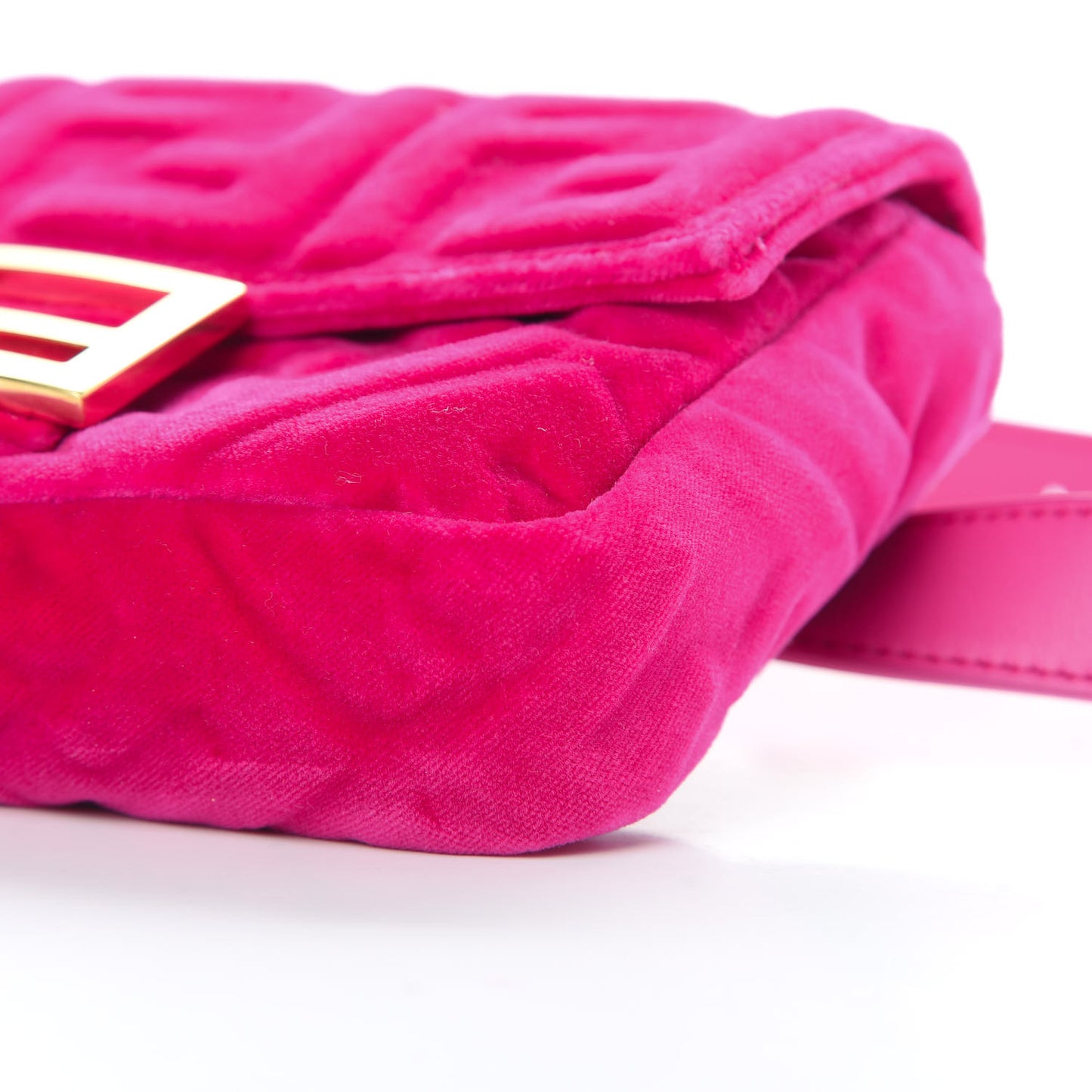 Velvet FF Embossed Hip Belt Baguette Bag Fuxia
