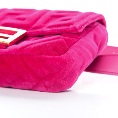 Fendi Velvet FF Embossed Hip Belt Baguette Bag Fuxia 11 of 13