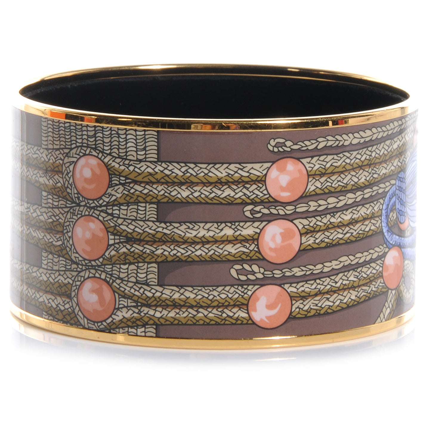 Enamel Printed Brandebourgs Extra Wide Bracelet 70 Passe Brown