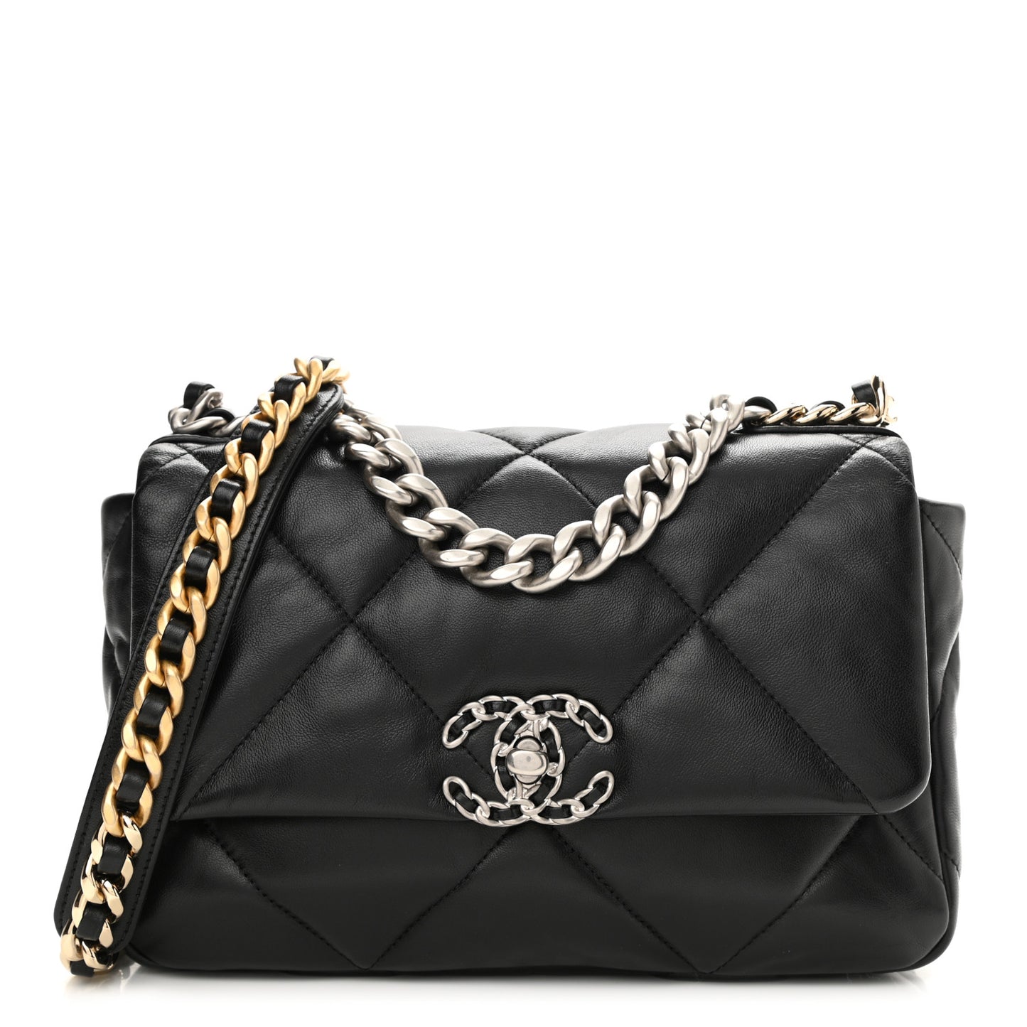 Lambskin Quilted Medium Chanel 19 Flap Black