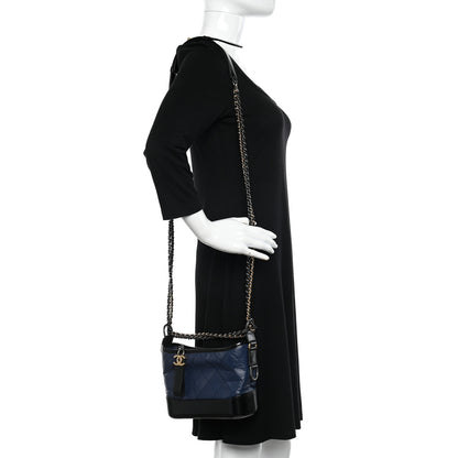 Chanel Aged Calfskin Quilted Small Gabrielle Hobo Navy Black 2 of 10