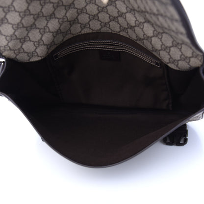 Gucci GG Plus Monogram Medium Double Buckle Flap Messenger Bag Beige Dark Brown 4 of 9