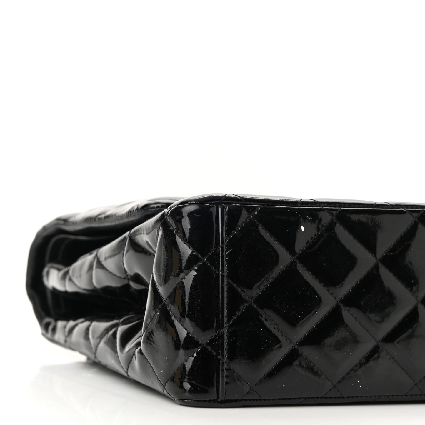 Patent Quilted Maxi Double Flap Black