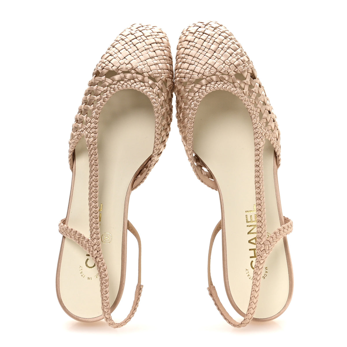 Chanel Satin Braided Slingback Flats 40 Beige 2 of 9
