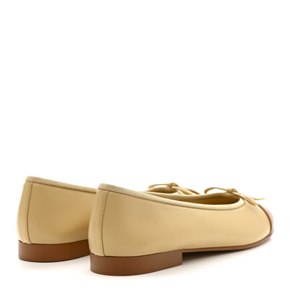 Chanel Lambskin Cap Toe CC Ballerina Flats 35.5 Beige Light Beige 5 of 10