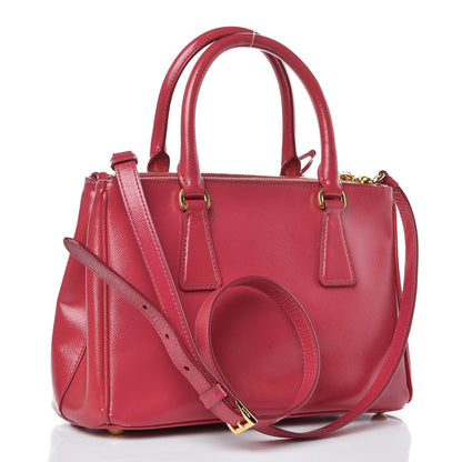 Prada Saffiano Vernice Mini Galleria Double Zip Tote Peonia 3 of 14