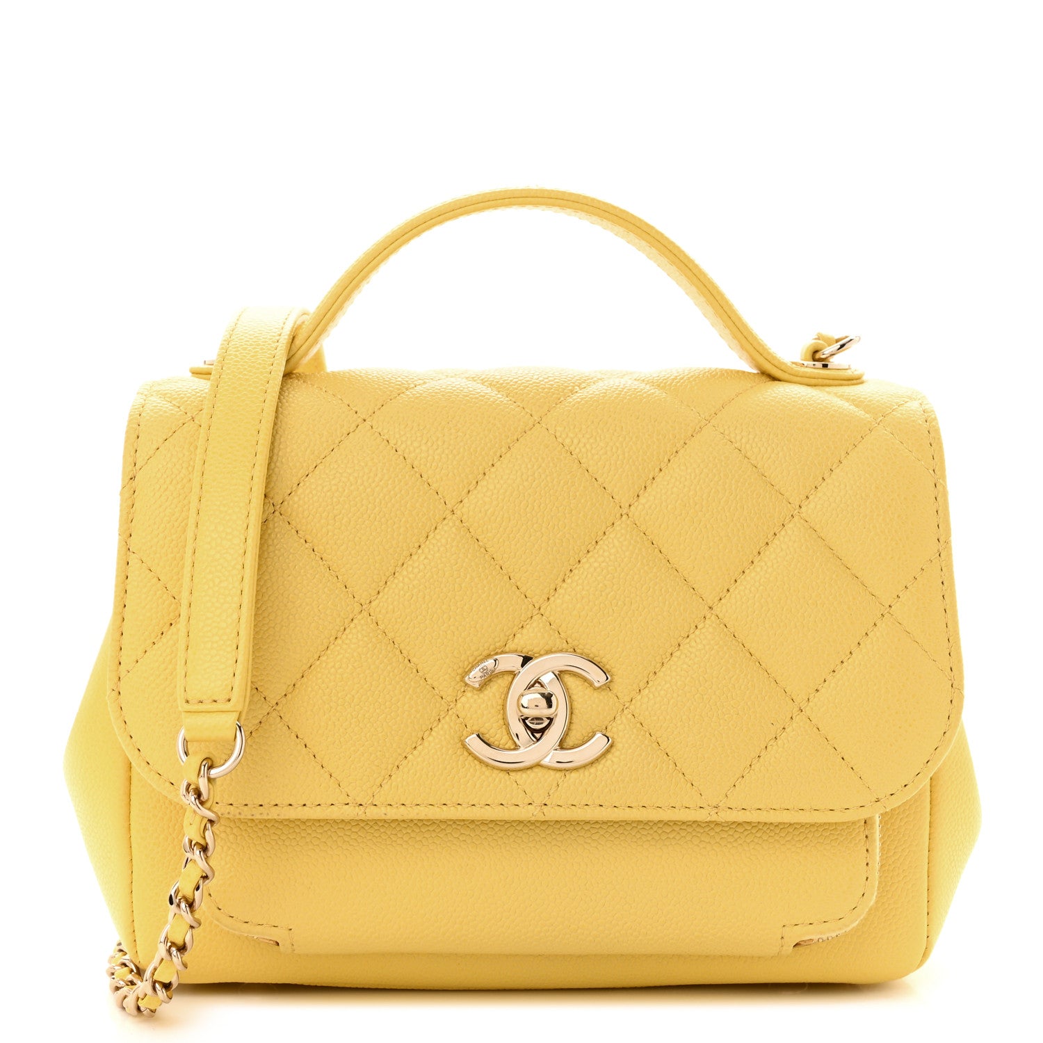 Chanel Caviar Quilted Small Business Affinity Flap Yellow 1 of 10