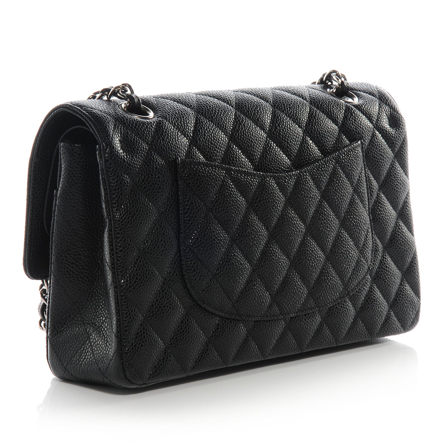 Caviar Quilted Medium Double Flap Black