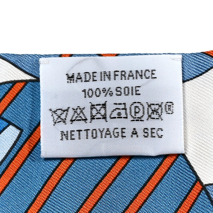 Hermes Silk Les Murmures de la Foret Twilly Bleu Jean Orange 3 of 4