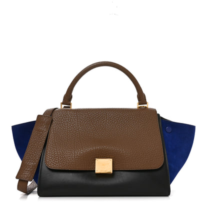 Celine Bullhide Calfskin Nubuck Small Tri-Color Trapeze Coffee 1 of 9
