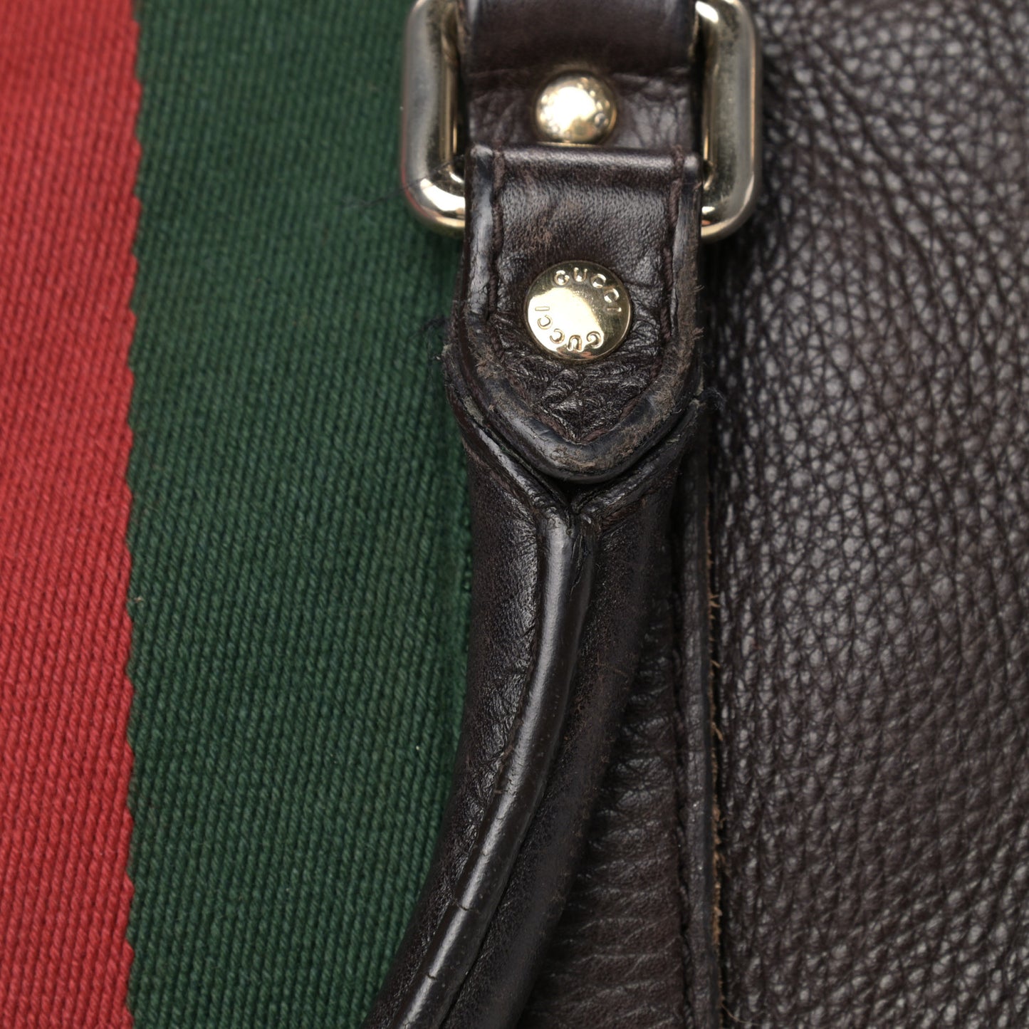 Calfskin Vintage Web Medium Boston Dark Brown