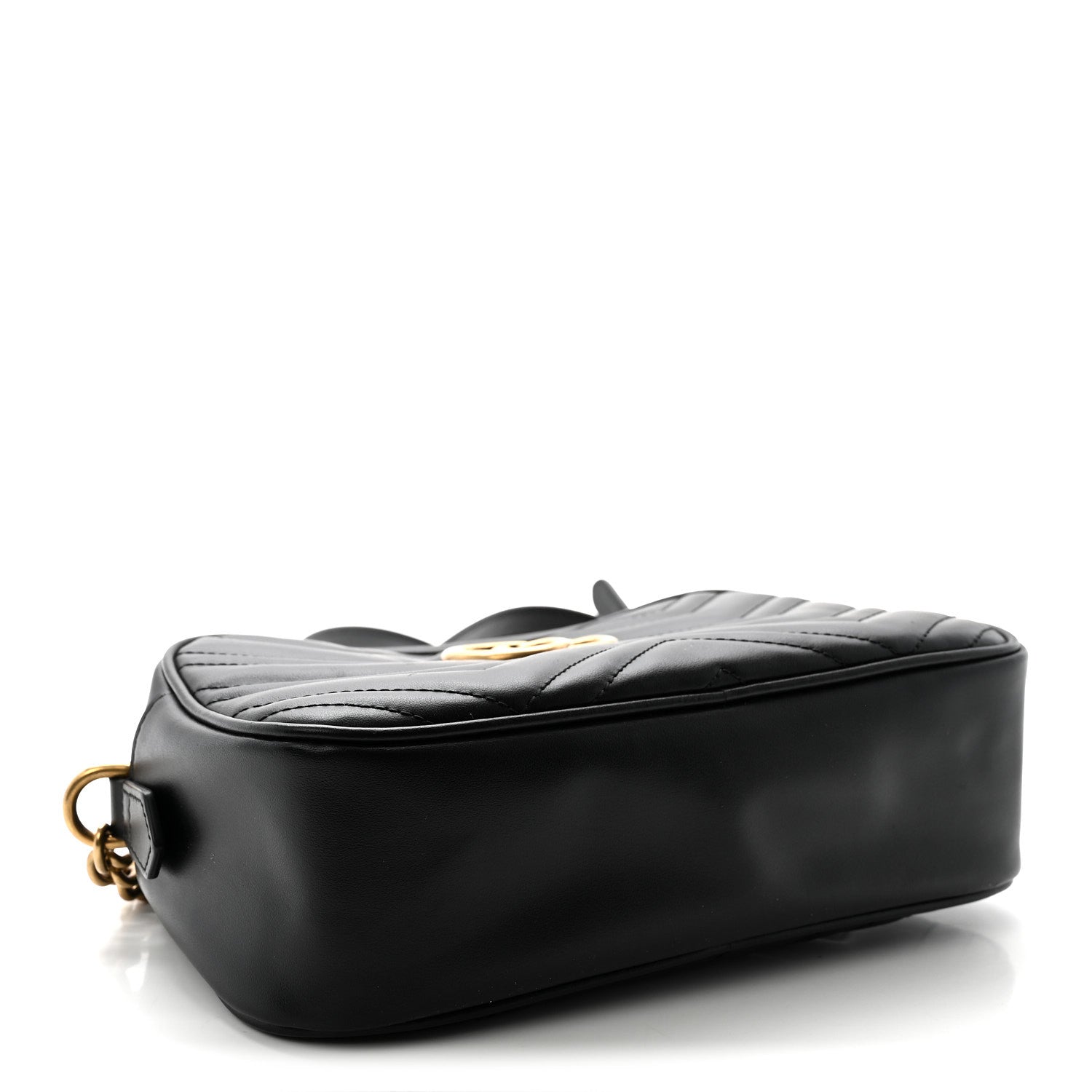 Gucci Calfskin Matelasse Small GG Marmont Chain Shoulder Bag Black 4 of 9