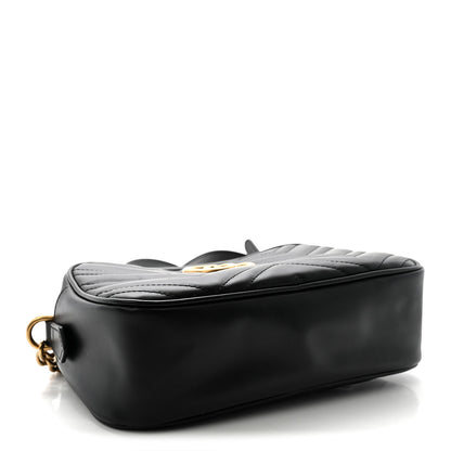 Gucci Calfskin Matelasse Small GG Marmont Chain Shoulder Bag Black 4 of 9
