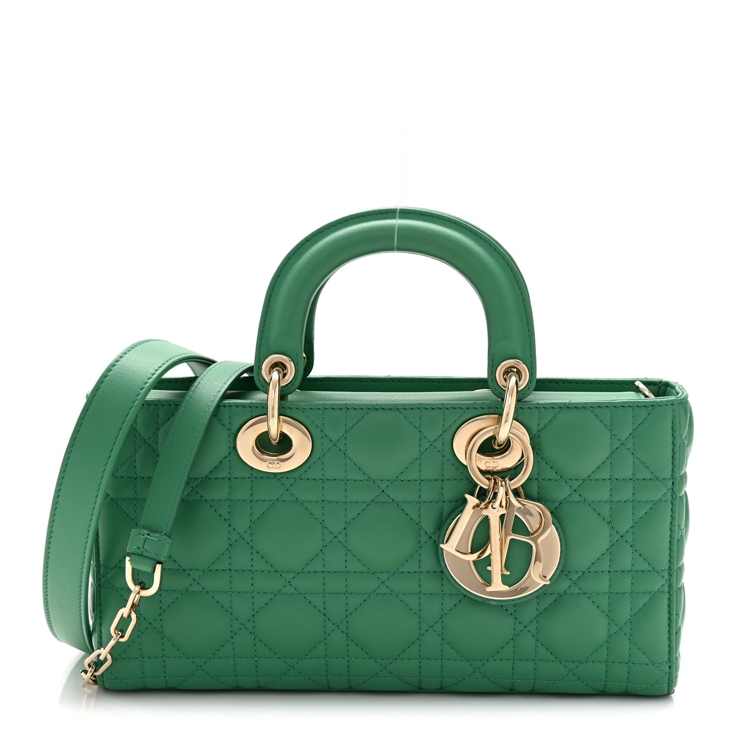 Lambskin Cannage Medium Lady D-Joy Green